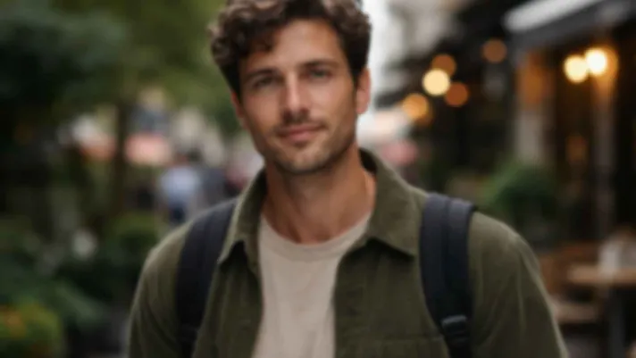 Blurry noisy portrait photo before AI face enhancement